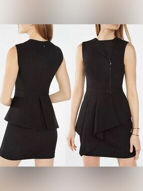 BCBGMaxAzria Nikki Black Sleeveless Peplum Zip Dress